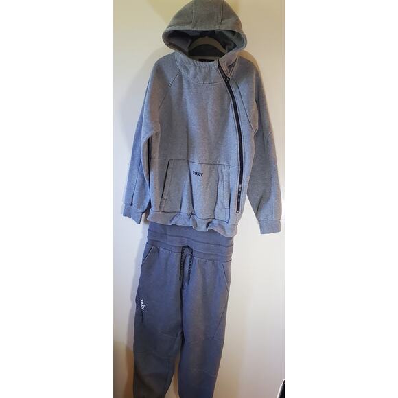 Tuxy Suit One Piece Jumpsuit Men's L Gray Fleece Loungwear Hoodie Sweats